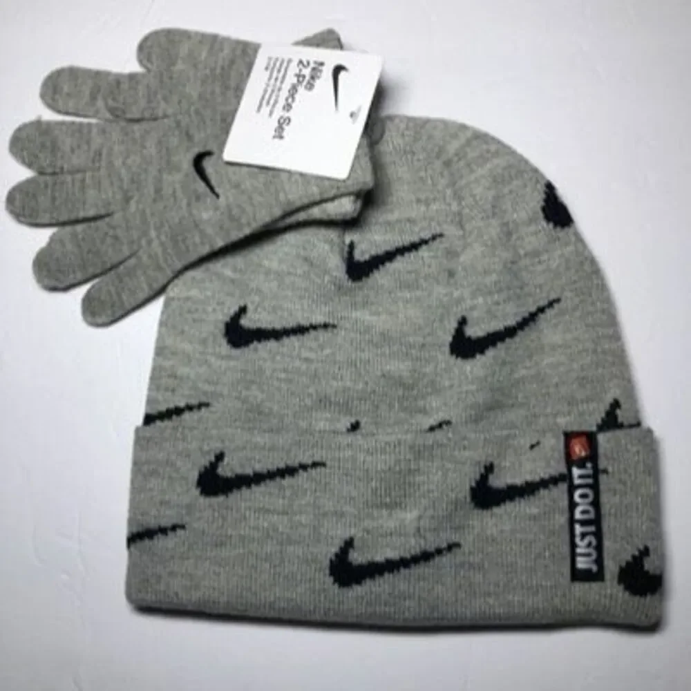 Nike Big Kids Swoosh Beanie and Gloves Set